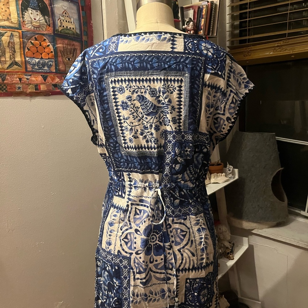 Linens tunic top patchwork tile design - Picture 5 of 7